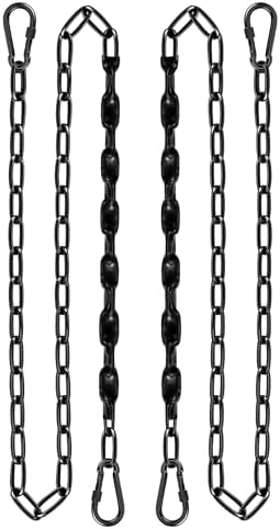 Stainless Steel Link Chain 64inch 304 Permanent Rust Chain 2 Pack with 4 Spring Snap Hooks, 1000LB Load Bearing Metal Chain Heavy Duty Safety Chain for Swing, Yoga, Hammock, sandbag Suspension