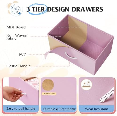 WLIVE 11 Drawer Dresser for Bedroom, Tall Chest of Drawers, A-Pink
