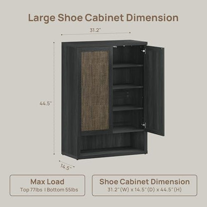 SICOTAS 96.8" Wide Tall Rattan Shoe Storage Cabinet for Entryway with Doors