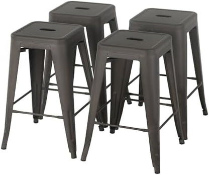 FDW | 24" Metal Bar Stools | Bronze | Set of 4