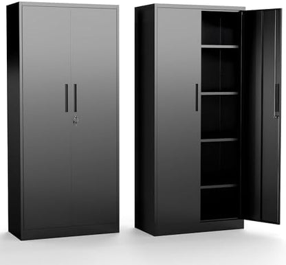 Metal Storage Cabinet, 71" Steel Garage Storage Cabinets with Lock