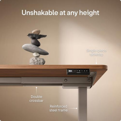 Desktronic HomeOne Standing Desk 60x30 — Ergonomic Sit Stand Home Office Desk, Made in Europe, Electric Dual Motor Height Adjustable, USB & USB-C Charging, Wobble-Free, Touchscreen, 3 Memory Presets