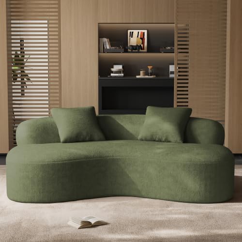 79" Curved Chenille Loveseat, Deep Seat Cloud Couch, Green