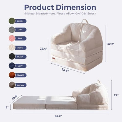 MAXYOYO Folding Sofa Bed with Backrest, Boneless Fold Out Couch with Handle