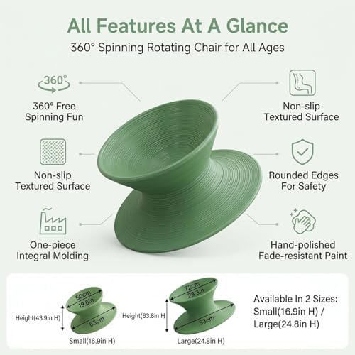 360° Swivel Gyro Chair for Sensory Integration, Spinning Stool with Deep Recessed Seat for Kids and Adults, Portable Indoor Outdoor Sensory Furniture for Camping, Bedroom, Patio, Backyard