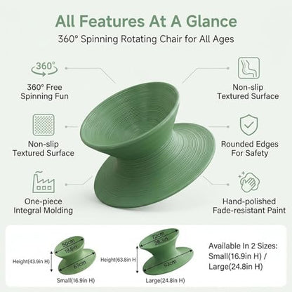 360° Swivel Gyro Chair for Sensory Integration, Spinning Stool with Deep Recessed Seat for Kids and Adults, Portable Indoor Outdoor Sensory Furniture for Camping, Bedroom, Patio, Backyard