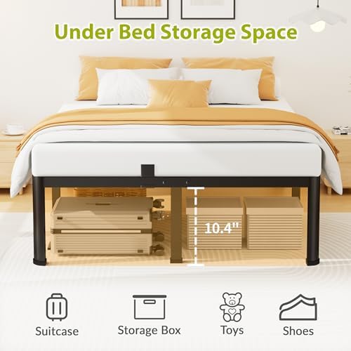Superay 12 Inch Queen Metal Bed Frame with Rounded Leg, Mattress Stopper