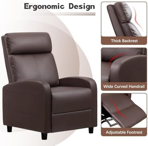 Furniwell Massage Recliner Chair for Living Room PU Leather Reclining Chair