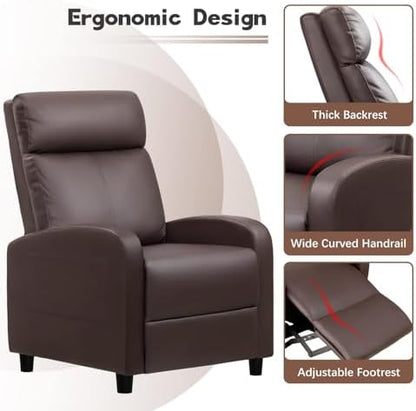 Furniwell Massage Recliner Chair for Living Room PU Leather Reclining Chair