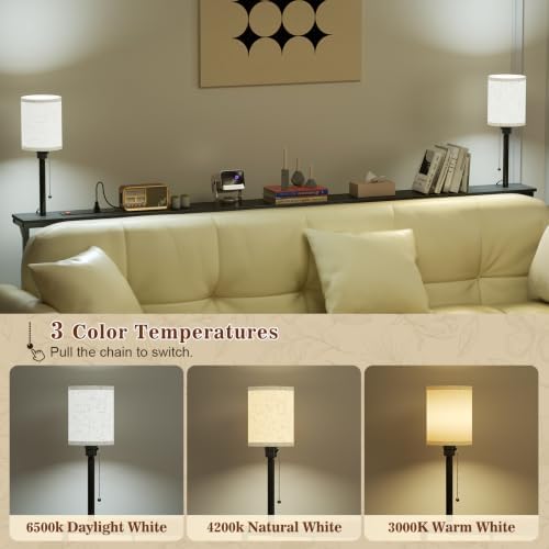 78.8" Sofa Tables Narrow Long with Lights & Charging Station - 4 AC outlets