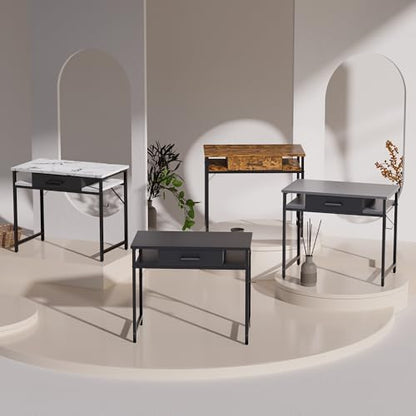 Pamray 32 Inch Small Computer Desk with Drawers for Bedroom Small Spaces