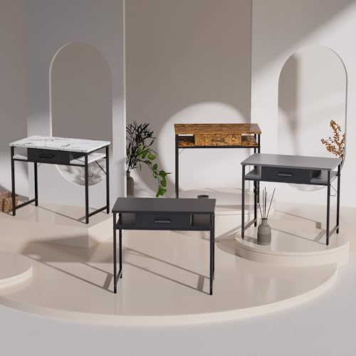 Pamray 32 Inch Small Computer Desk with Drawers for Bedroom Small Spaces