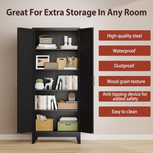 PAOFIN 71" H Tall Kitchen Storage Cabinet with Doors