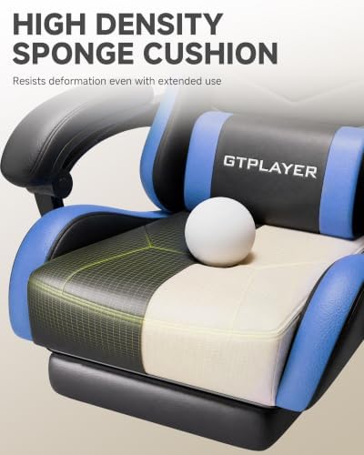 GTPLAYER Gaming Chair for Adults, Computer Chair with Footrest, Blue New