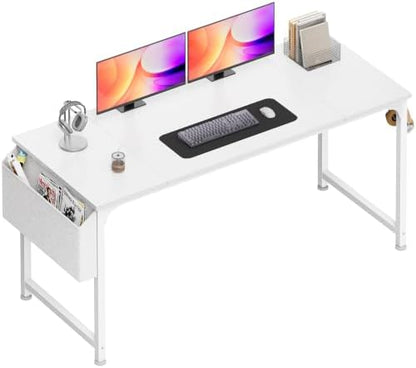 PRAISUN 55'' Computer Desk with Fabric Storage Bag & 2 Hooks