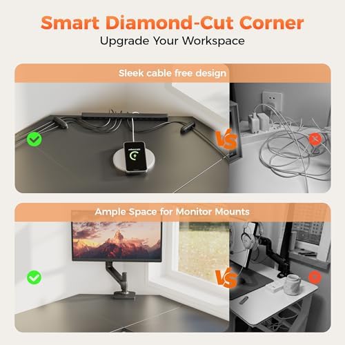 Mericonia 67 inch L Shaped Desk with CPU Stand, Large Corner Gaming Desk