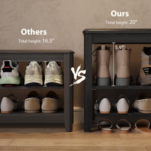 AQIMUELE Wood Shoe Rack Bench, 2 Tier Shoe Rack for Front Door Entrance