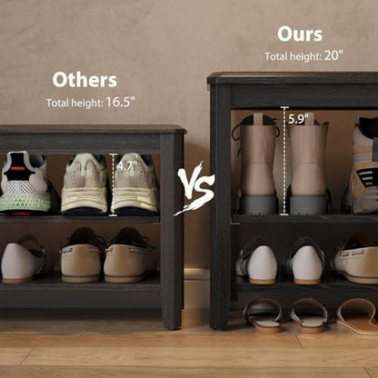AQIMUELE Wood Shoe Rack Bench, 2 Tier Shoe Rack for Front Door Entrance