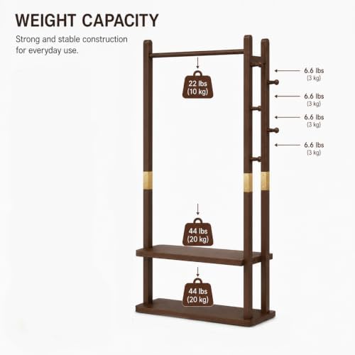 Corner Coat Rack, Corner Coat Rack with Shoe Storage (Double Hanger)