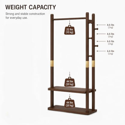 Corner Coat Rack, Corner Coat Rack with Shoe Storage (Double Hanger)