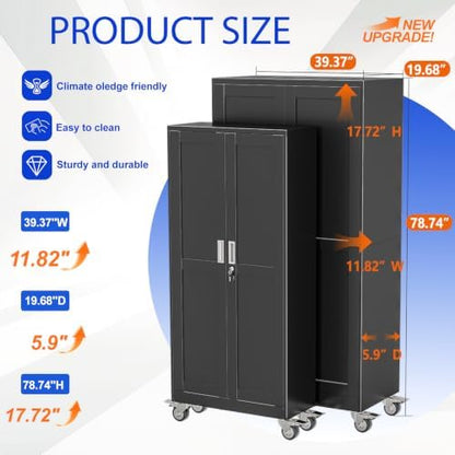 GAIOUS 79” Tall Metal Garage Storage Cabinet with Lock, Steel Tool Cabinet