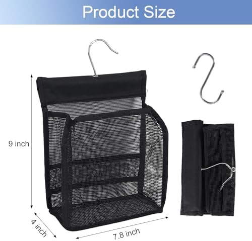 2 Pack Hanging Shower Caddy for Shower Chair, Mesh Shower Caddy with Hooks for Elderly, Pregnant, Patient, and Disabled, Also Suitable for Dorm, Gym, RV, Travel and Kitchen