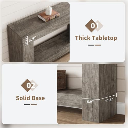 Garvee 47" Farmhouse 2-Tier Console Table for Entryway, Rustic Grey
