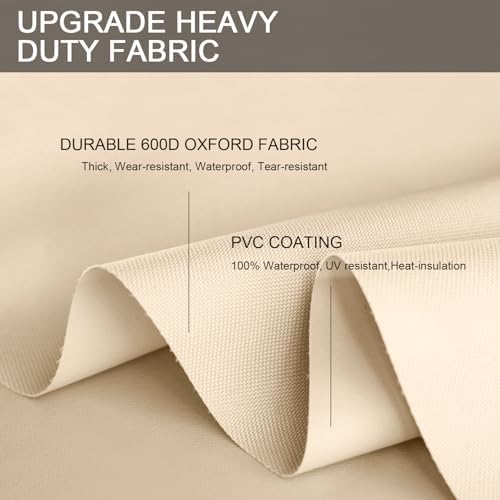 Patio Furniture Set Covers Waterproof Patio Conversation Sets Cover Heavy Duty 600D Outdoor Sectional Sofa Couch Cover Outside Dining Set Table and chairs Covers 90" L x 64" W x 28" H Beige