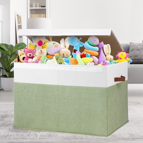 Large Toy Storage Box with Lid, Toy Chest Bin Boxes Basket with Dividers