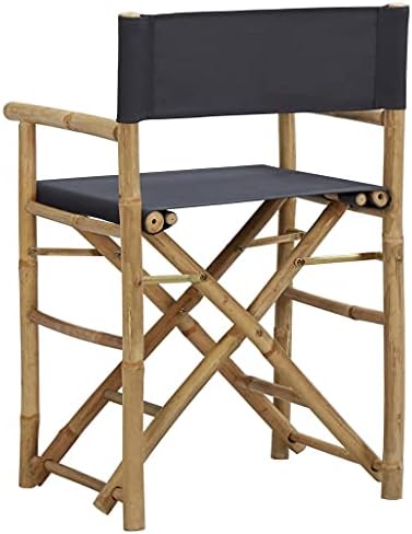 Director's Chair Set of 2 Dark Grey Bamboo, Polyester Standard,2Piece Folding Director's Chairs Set Rustic Style Outdoor Furniture for Gardens & Patios Outdoor Furniture