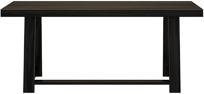 Plank+Beam 72 Inch Farmhouse Dining Table, Solid Wood Rustic Kitchen Table, Large Wooden Rectangular Dinner Table for Dining Room, Home Office, Living Room Furniture, Easy Assembly, Black Wirebrush