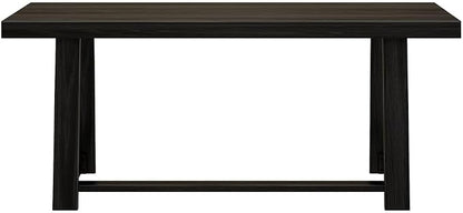 Plank+Beam 72 Inch Farmhouse Dining Table, Solid Wood Rustic Kitchen Table, Large Wooden Rectangular Dinner Table for Dining Room, Home Office, Living Room Furniture, Easy Assembly, Black Wirebrush