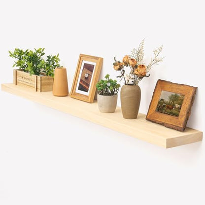 Marsmiles Natural Wood Floating Shelves, 55'' x 7.7'' x 1.6'', Set of 1