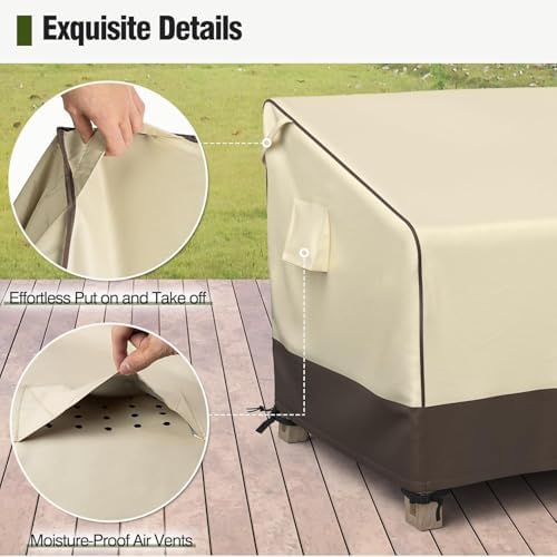 MR. COVER Patio Chair Covers Waterproof, Outdoor Furniture Covers for Rocking Chair, Heavy Duty Anti UV Chair Cover, Fits up to 40"W x 40"D x 35"H, Air Vent and Handles Included, Brown & Khaki, 2 Pack