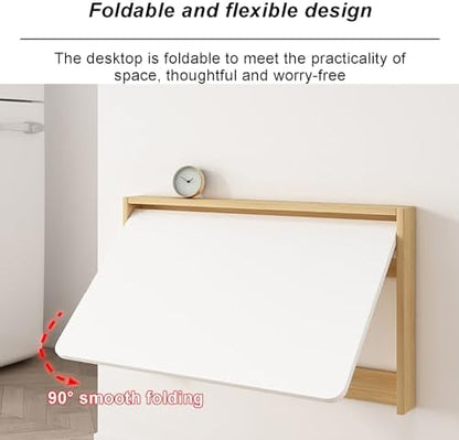 Wall-Mount Folding Wood Fold Down Table Floating Folding Table Kitchen Dining Table Fold Up Desk (Gray, 49*84cm)