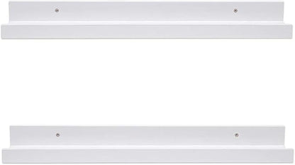 AZSKY 24 Inch Picture Ledge Shelf Floating Shelves Wall Mounted Set of 2 White