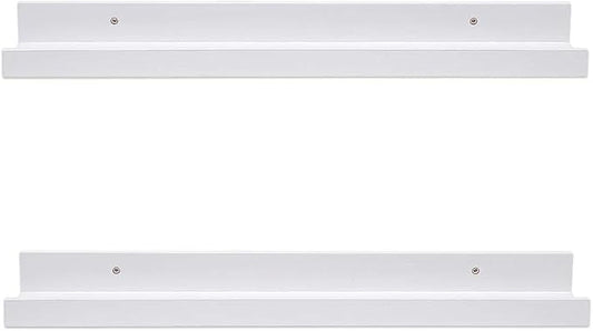 AZSKY 24 Inch Picture Ledge Shelf Floating Shelves Wall Mounted Set of 2 White