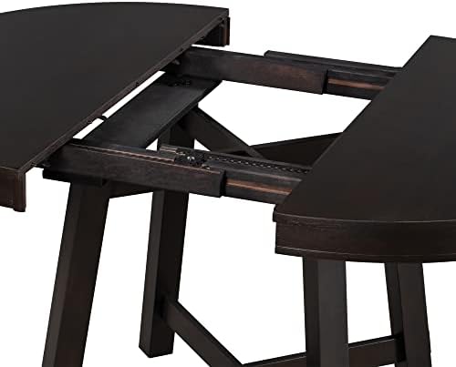 Knocbel Farmhouse Extendable Round Dining Table, Kitchen Dining Room Table with X-Shaped Base, 300lbs Weight Capacity, Standard Height, Espresso Table