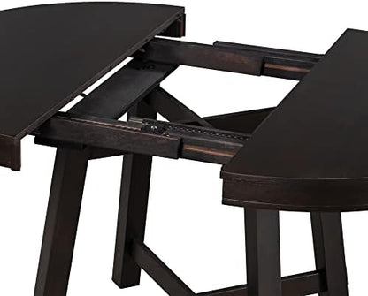 Knocbel Farmhouse Extendable Round Dining Table, Kitchen Dining Room Table with X-Shaped Base, 300lbs Weight Capacity, Standard Height, Espresso Table