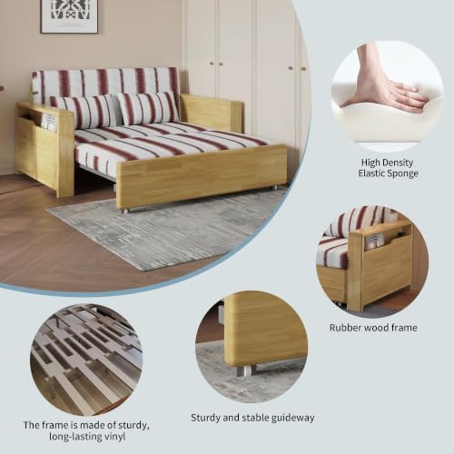 59" 3 in 1 Convertible Sleeper Sofa Reversible Chaise, Storage, Wood Frame