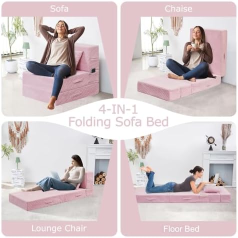 Folding Sofa Bed, Convertible Sleeper Chair Bed, Floor Sofa with Bag