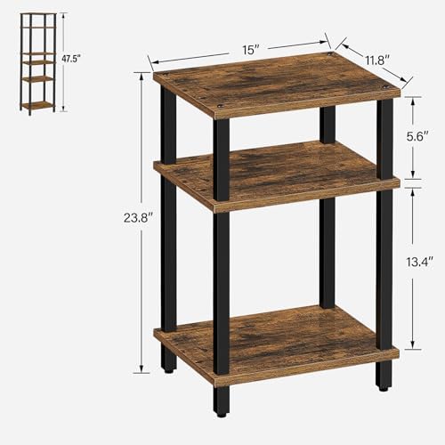 TUTOTAK Set of 2 End Table, Side Table, Nightstand, 3-Tier Storage Shelf