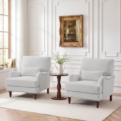 Accent Chair, Upholstered Armchair with Lumbar Pillow, Ash Gray