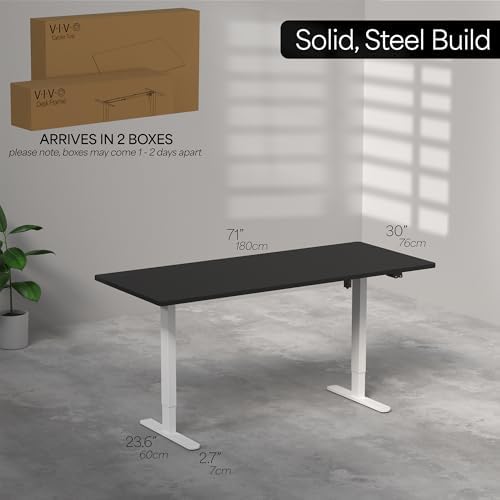 VIVO Electric Standing Desk, Smooth 3-Piece 71" x 30" Vintage Brown Top