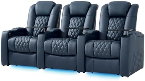 comfiroom Top-Grain Leather Home Theater Seating, Dual-Motor Power Recliner