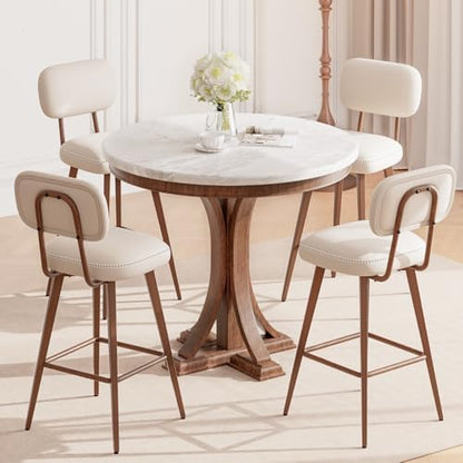 MALOL 26“ PU Leather Swivel Bar Stools Set of 4, Beige