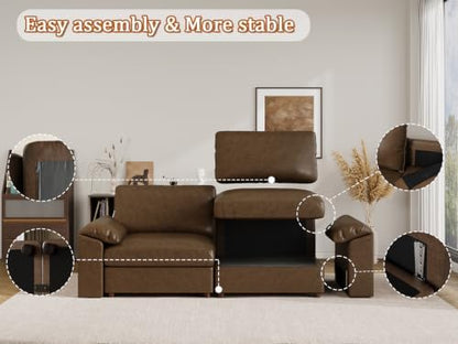 EASE MOOSE Sectional Couches Bed for Living Room, Sleeper Sofa, Deep Brown