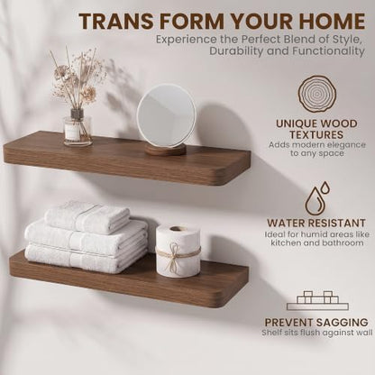 RICHFOCUS 72Inch Long Floating Shelves for Wall 1Pack, Walnut, 8" Deep