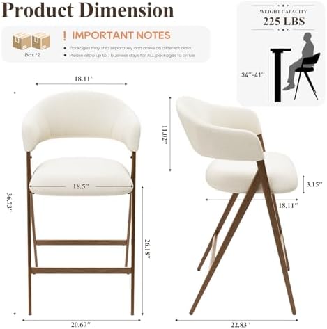 COLAMY Bar Stools Set of 4, 26" Counter Height Barstools with Backs, Modern Upholstered Bar Chairs with Metal Legs for Kitchen Island Counter, Dining Room, Beige