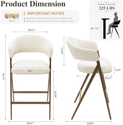 COLAMY Bar Stools Set of 4, 26" Counter Height Barstools with Backs, Modern Upholstered Bar Chairs with Metal Legs for Kitchen Island Counter, Dining Room, Beige